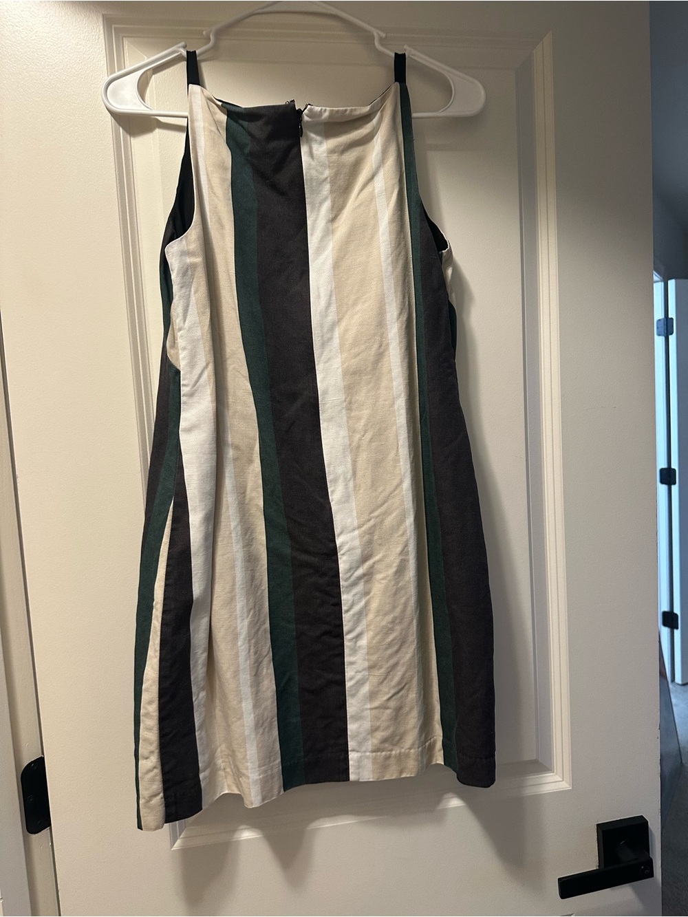 Ann Taylor Striped Sleeveless Shift Dress in Black, White & Green